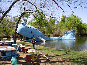 The Blue Whale of Catoosa, Oklahoma, a famous landmark on Route 66